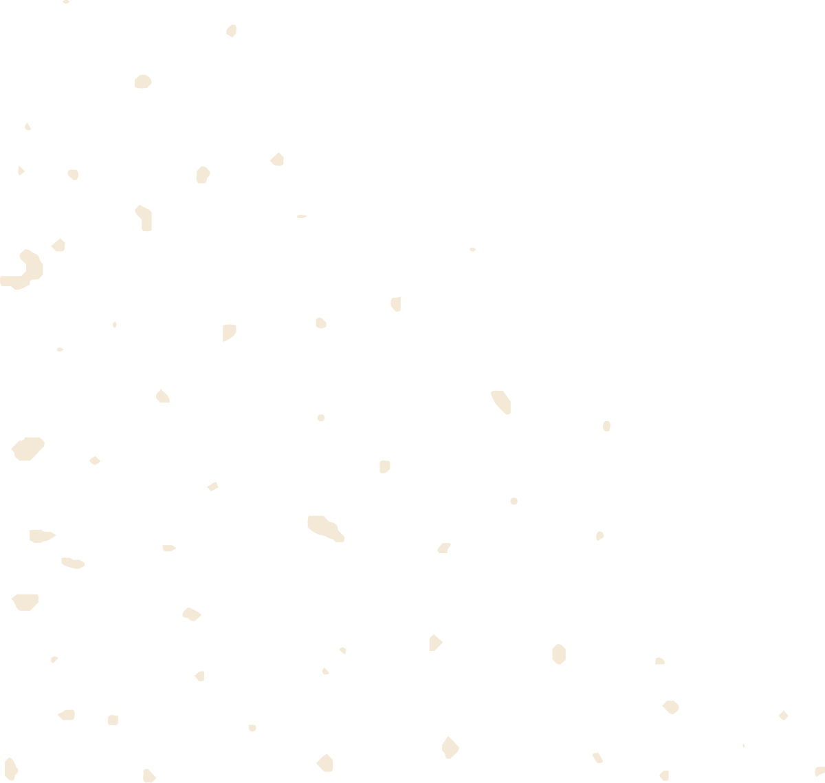 Green painted ferns surrounded by cream dots