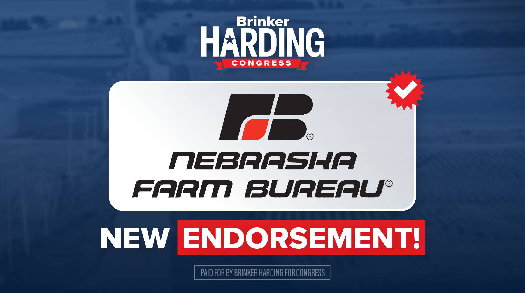 Nebraska Farm Bureau Endorses Brinker Harding for Election to Serve the Second Congressional District