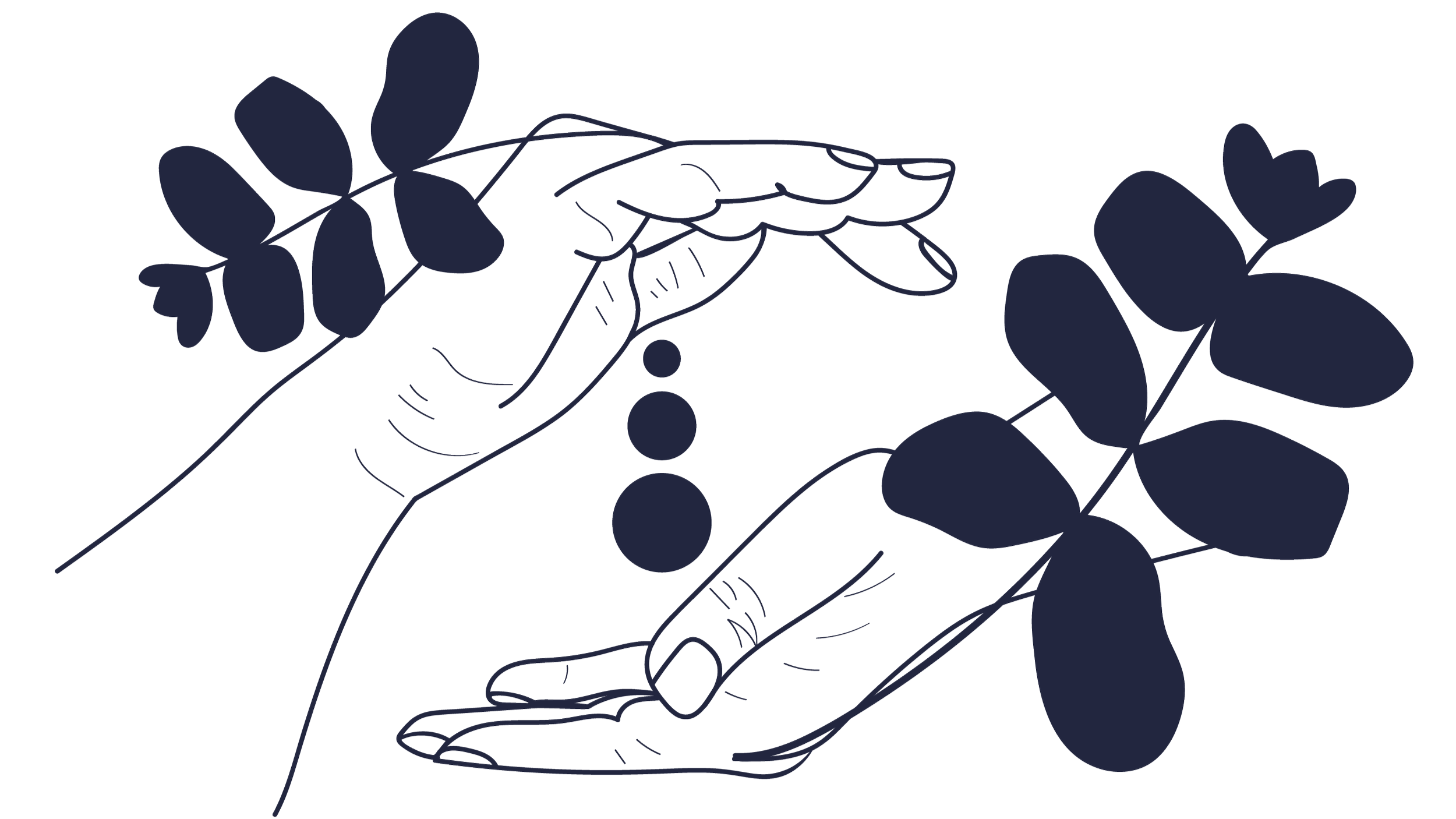vector image of hands opposite each other with leaves to symbolise reiki.