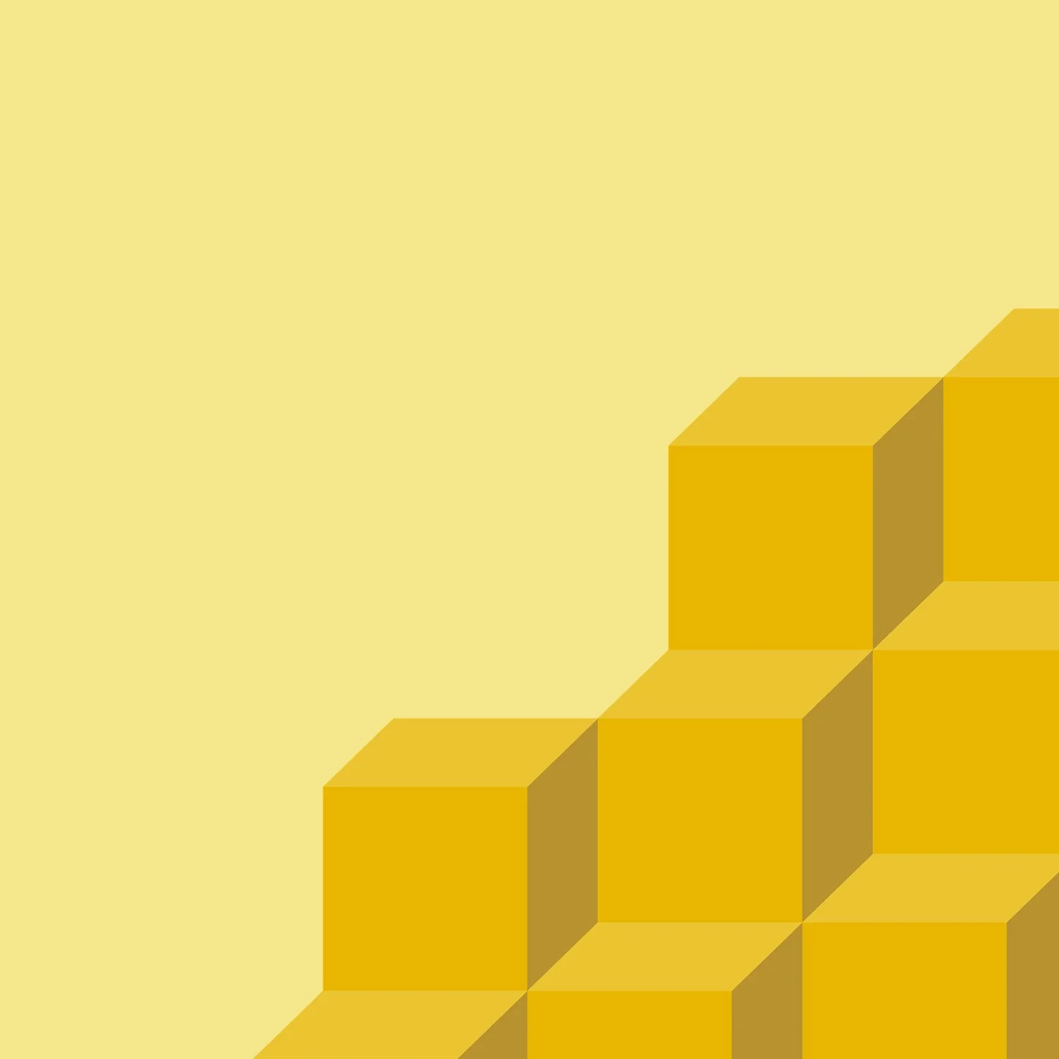 Abstract geometric background featuring a pattern of yellow and gold 3D cubes on a light yellow background