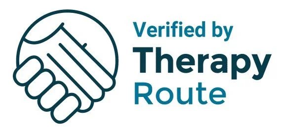 Logo with a handshake icon and the text 'Verified by Therapy Route'.