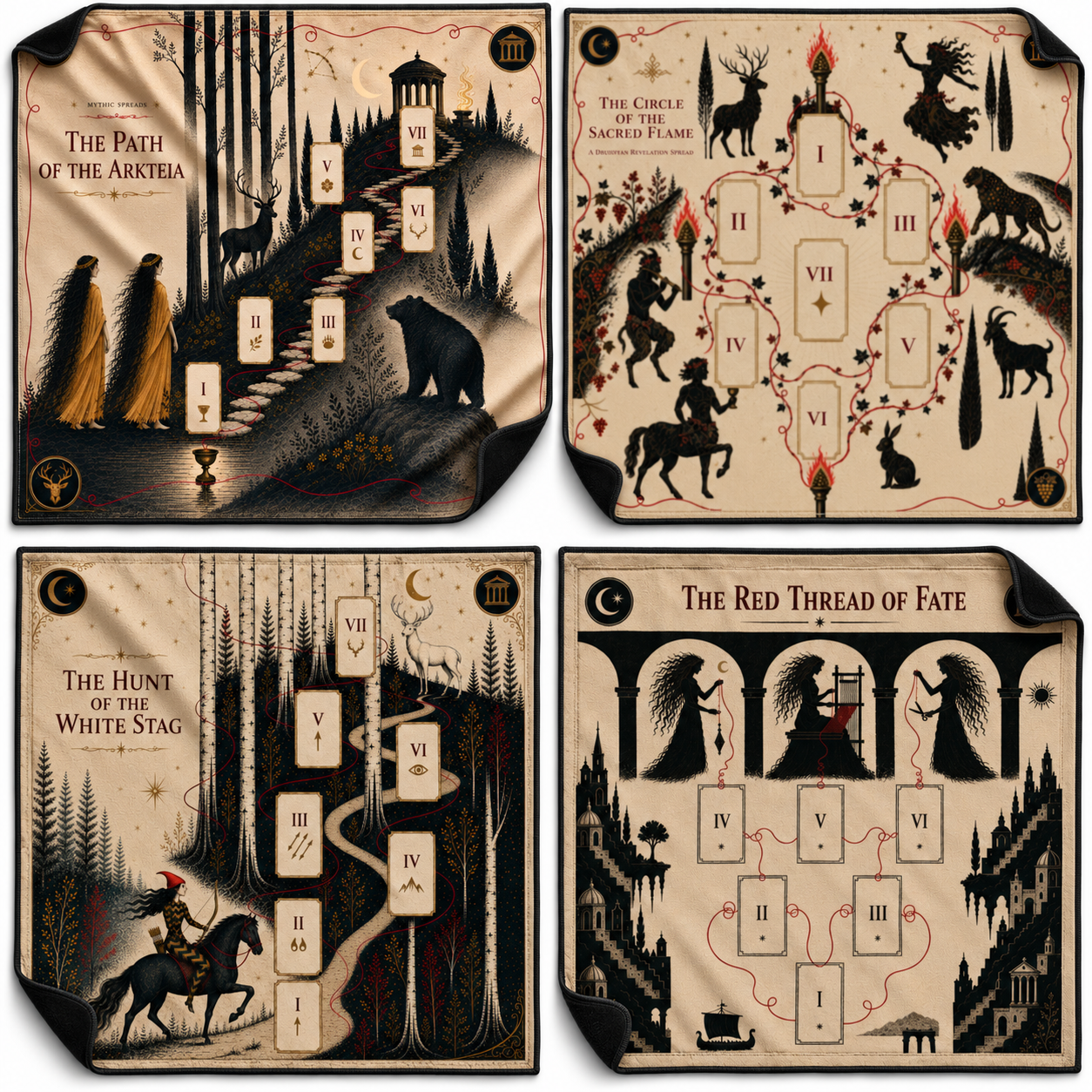Arcana Mythologica | Complete Set of Four Tarot Reading Mats