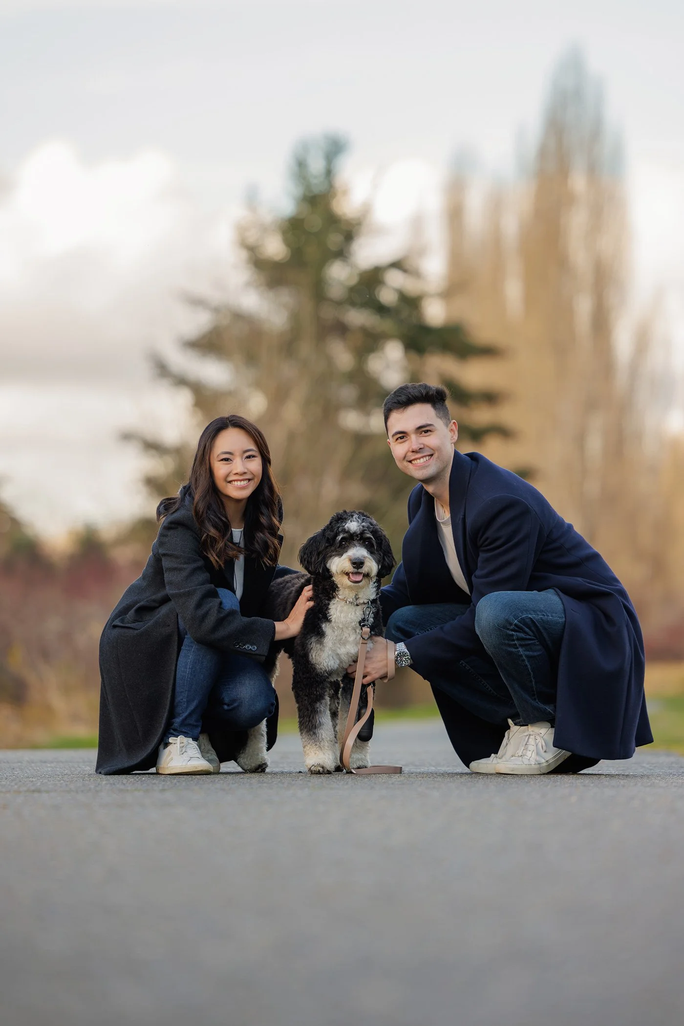Mini Bernedoodle playing outdoors at Mondavio Verona Park in Redmond during a pet photoshoot by The Pawtrait Space