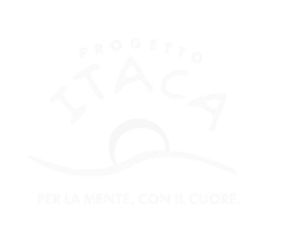 Logo for the Progetto Itaca organization, featuring a sun rising over a hill with the organization's name and slogan in Italian.