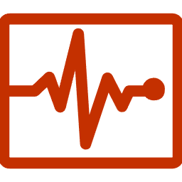 Outline of an electrocardiogram (EKG) line inside a square border.