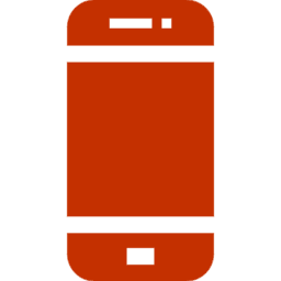Icon of a red smartphone with a black screen, rounded edges, and a small front-facing camera at the top.