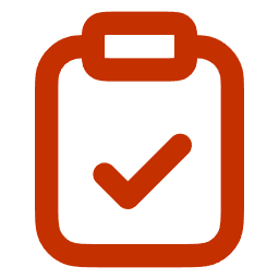 Icon of a clipboard with a checkmark.