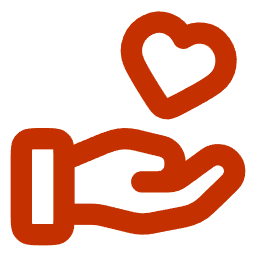 Icon of a hand holding a heart with a smaller heart above it.