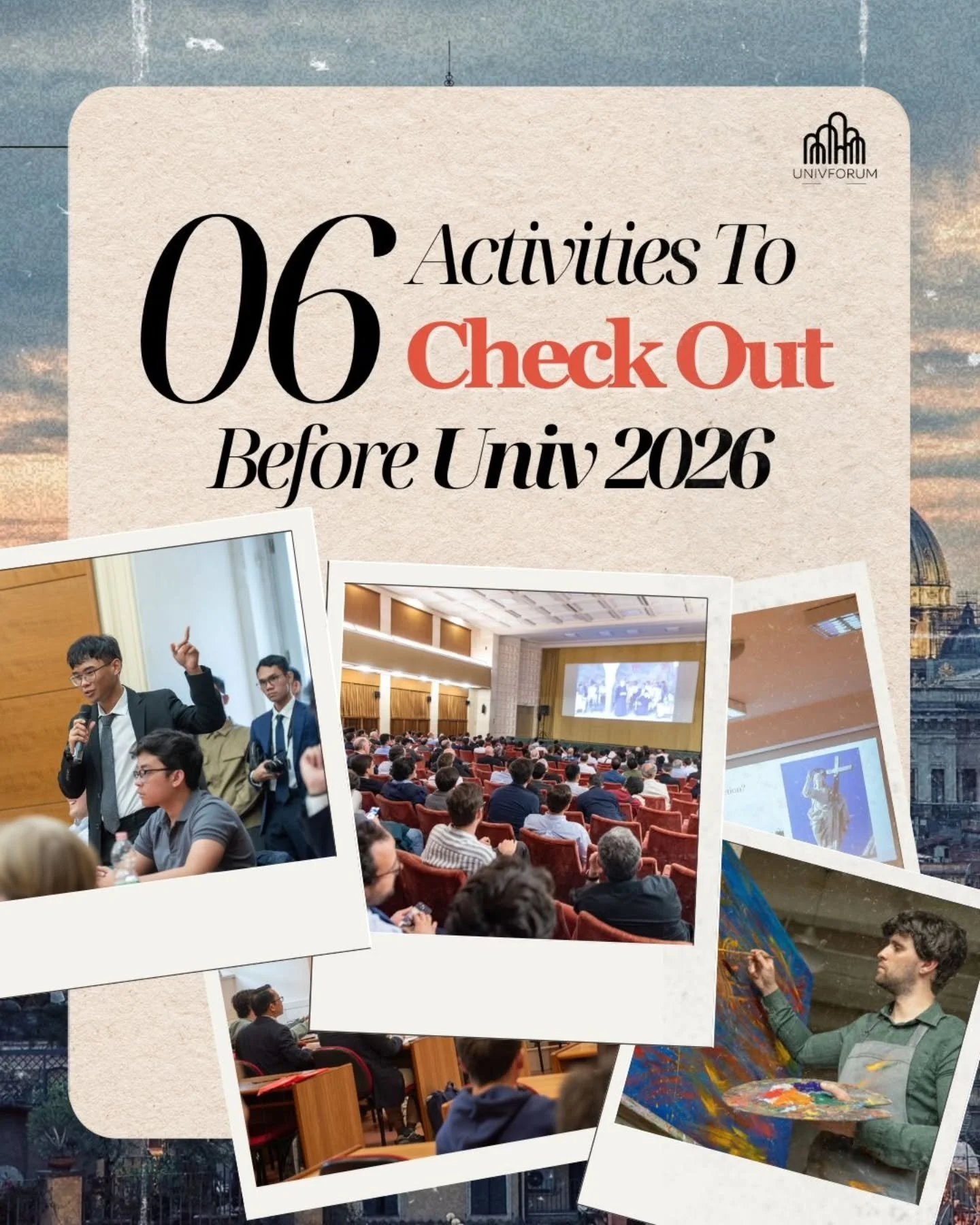 Don't just attend -- participate. 👊
no seas solo un espectador --participa 🫵

​The heart of UNIV 2026 lies in its activities. Whether you want to present research in Communications or share your visual story through UnivTube, now is the time to ste