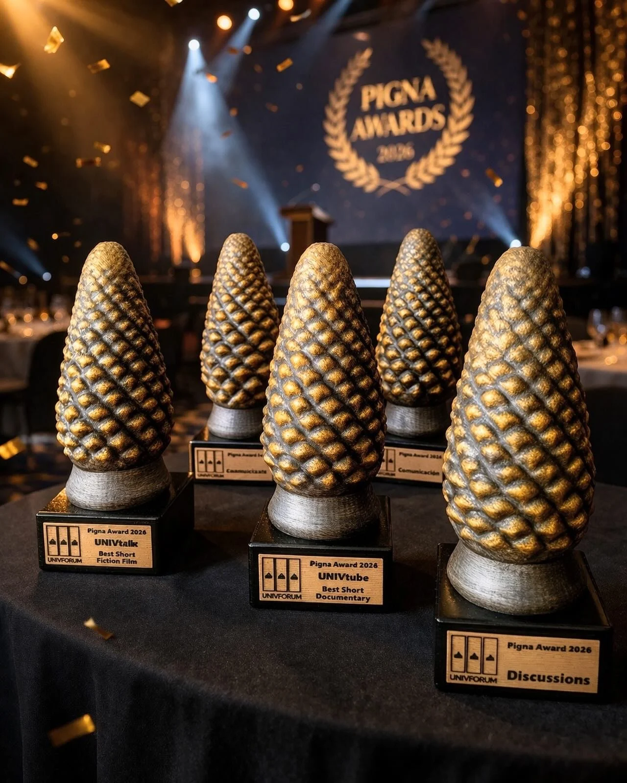 For the first time, the UNIVForum awards take shape.

A pigna.
Inspired by the great pinecone in the Courtyard of the Pinecone at the Vatican Museums, in the heart of Rome.

An ancient symbol, full of meaning: life, growth, openness.
But also somethi