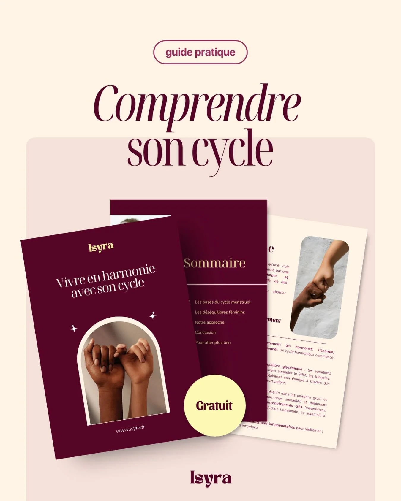 Chez Isyra, nous souhaitons redonner le pouvoir aux femmes sur leur sant&eacute;. Et cela commence par comprendre son cycle. ✨

C&rsquo;est pour vous accompagner dans cette connaissance de soi que nous avons cr&eacute;&eacute; notre guide : &laquo; V