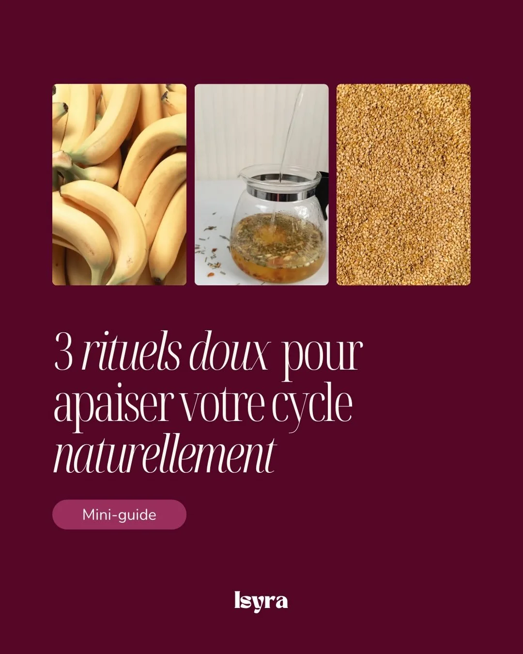 Micronutrition, plantes m&eacute;dicinales, seed cycling &mdash; ces trois rituels ont un point commun : ils travaillent avec votre cycle, et non contre lui. 

Adopt&eacute;s progressivement et adapt&eacute;s &agrave; votre profil, ils peuvent transf
