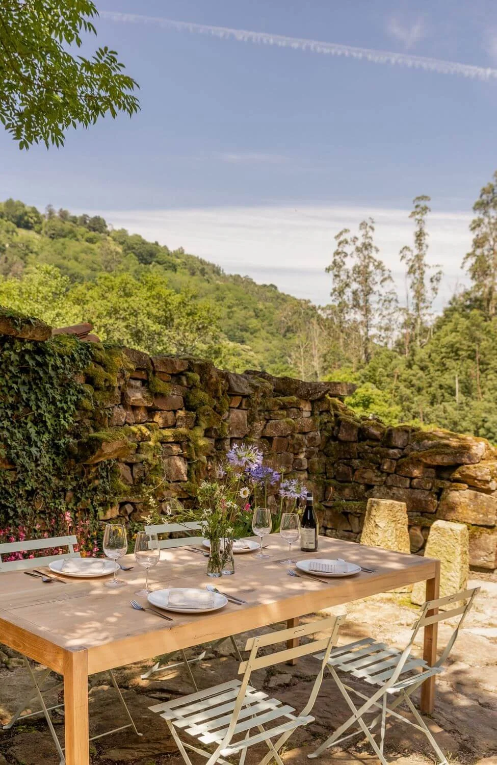 patio of pasiega cabin in cantabria spain