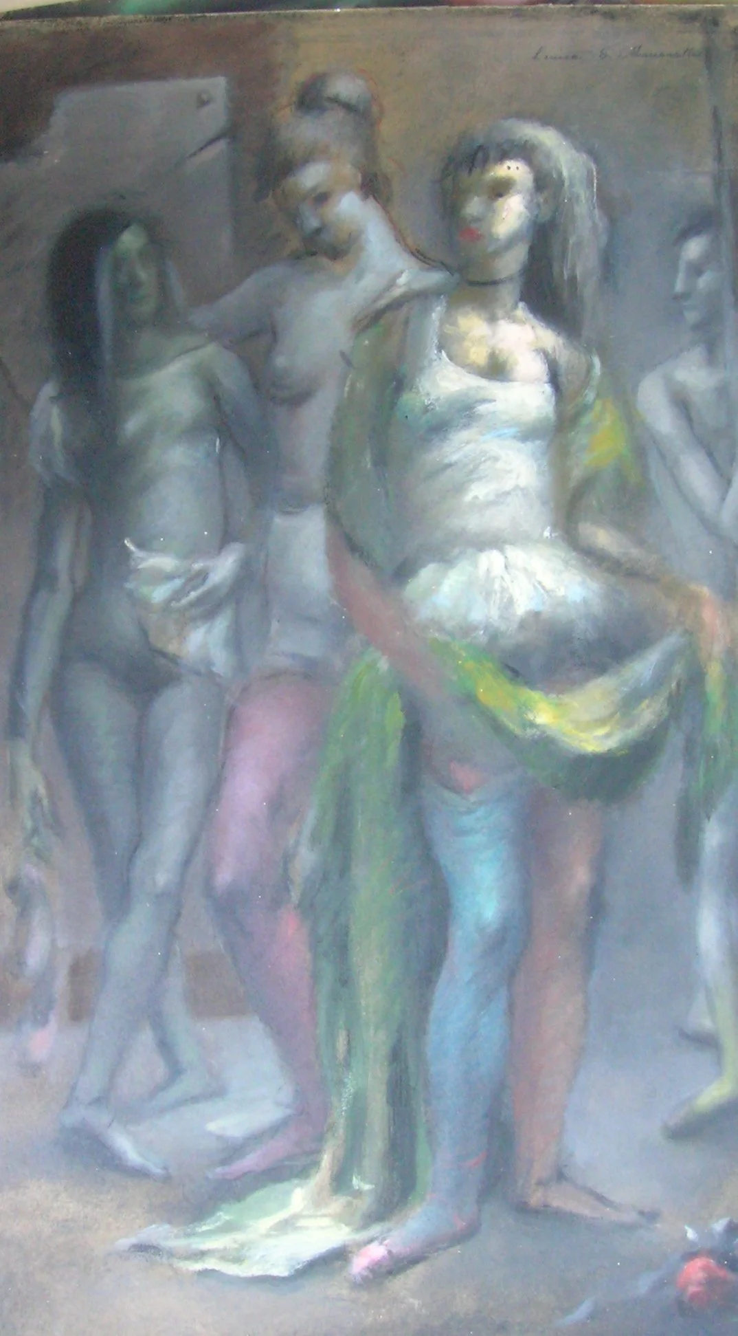 PAINTING: 1949, BALLERINA BACK STAGE
Framed $1,400. 
