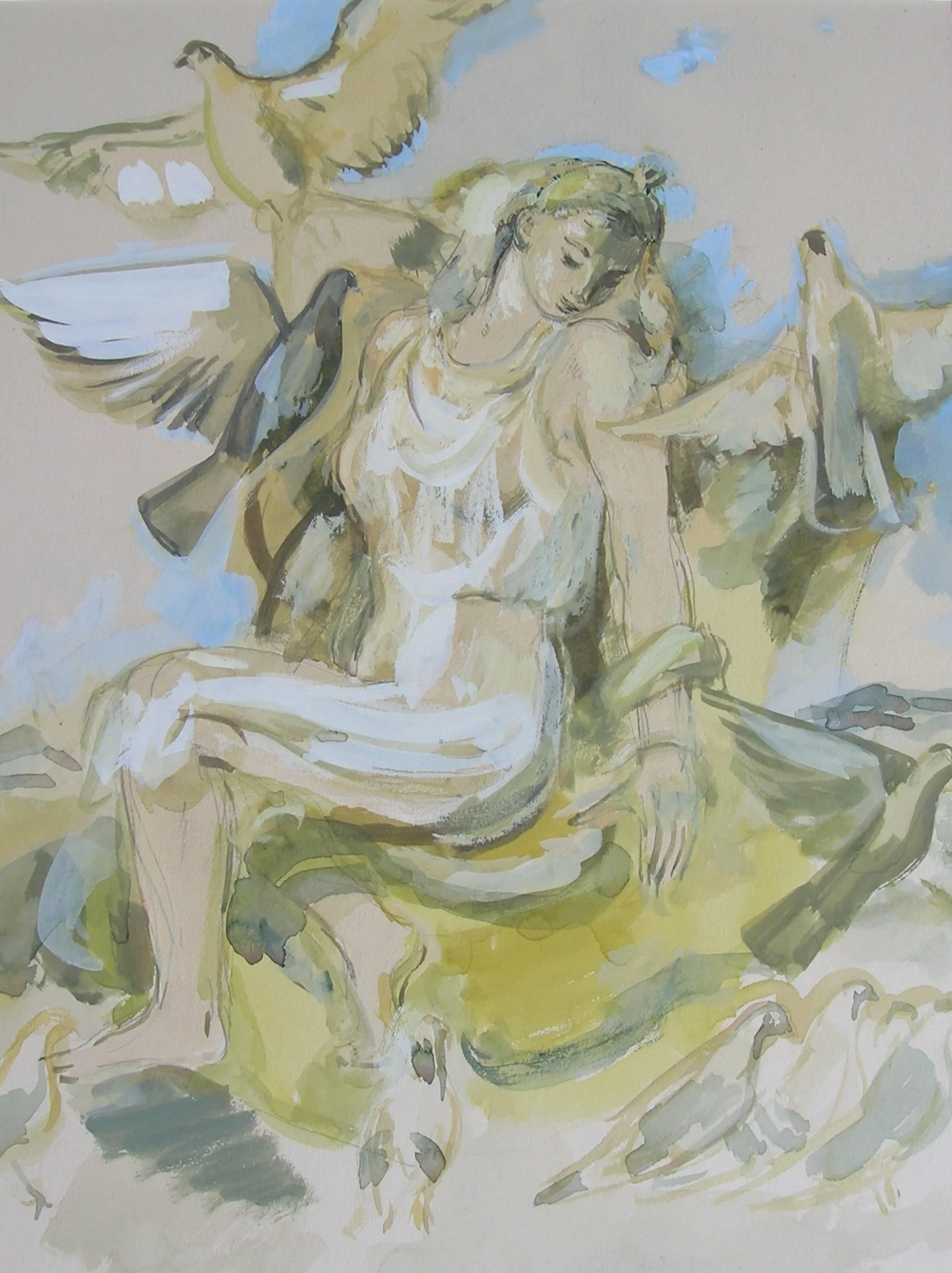 WATERCOLOR: VENUS AND HER DOVES  
Framed $850.