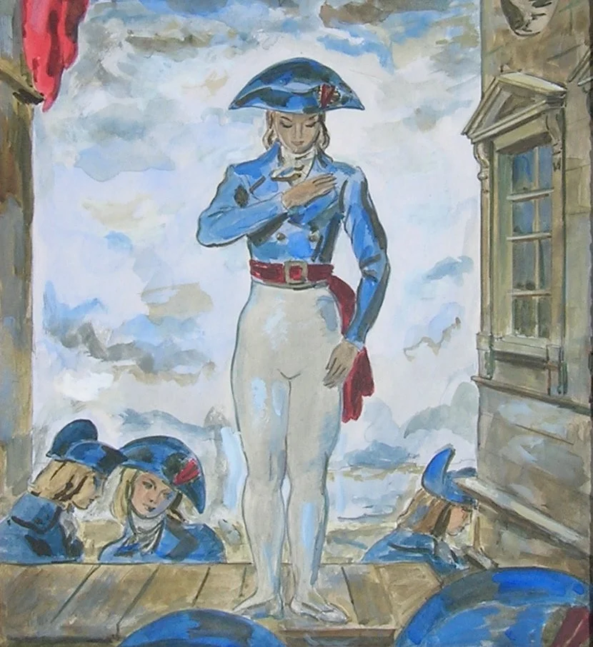 WATERCOLOR: NAPOLEONIC DANCING GIRLS 
Framed $850. 
