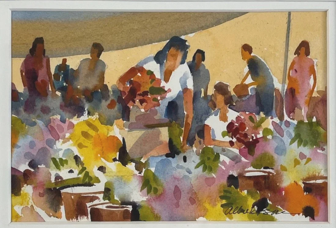 A  ALBREKTSON (1919-2022)
Market Place 
Framed $300.
