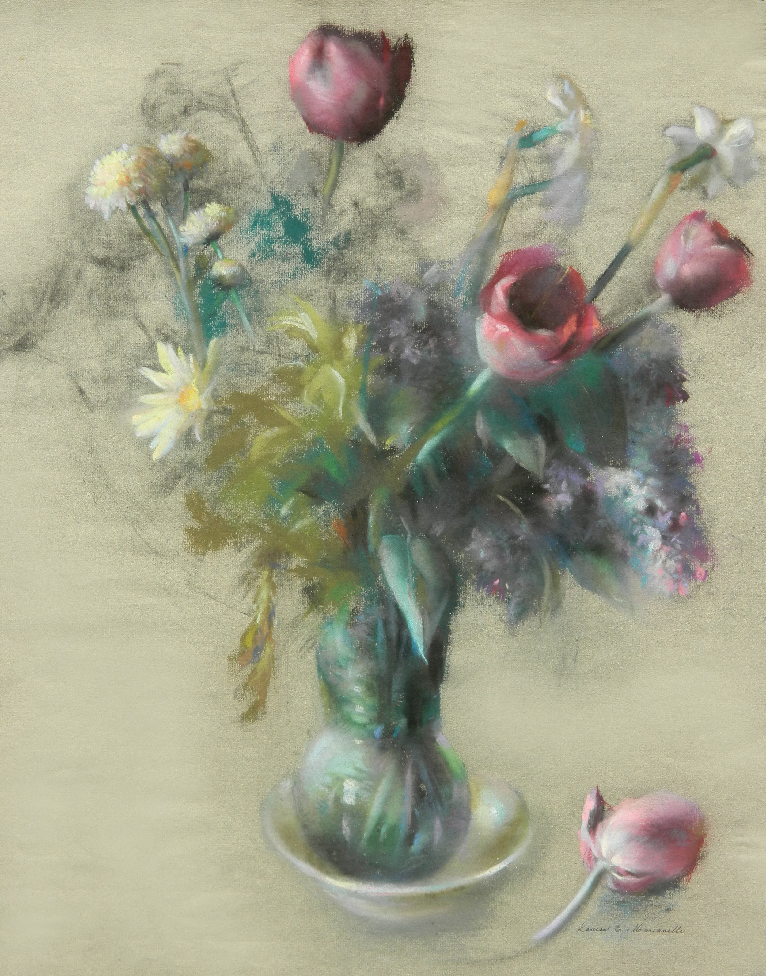 PASTEL: BOUQUET PURPLE TULIPS
Unframed $450.
