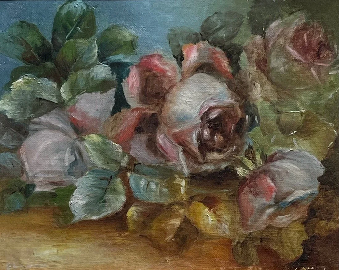 E.Swan (1853-1923)	

PINK ROSES  	
				
Framed  $450.
  
