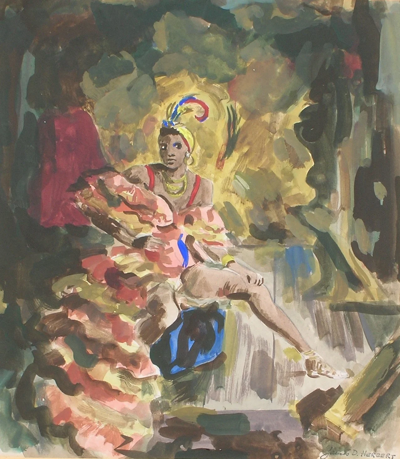 WATERCOLOR: DANCER W/FEATHER
Framed $450.