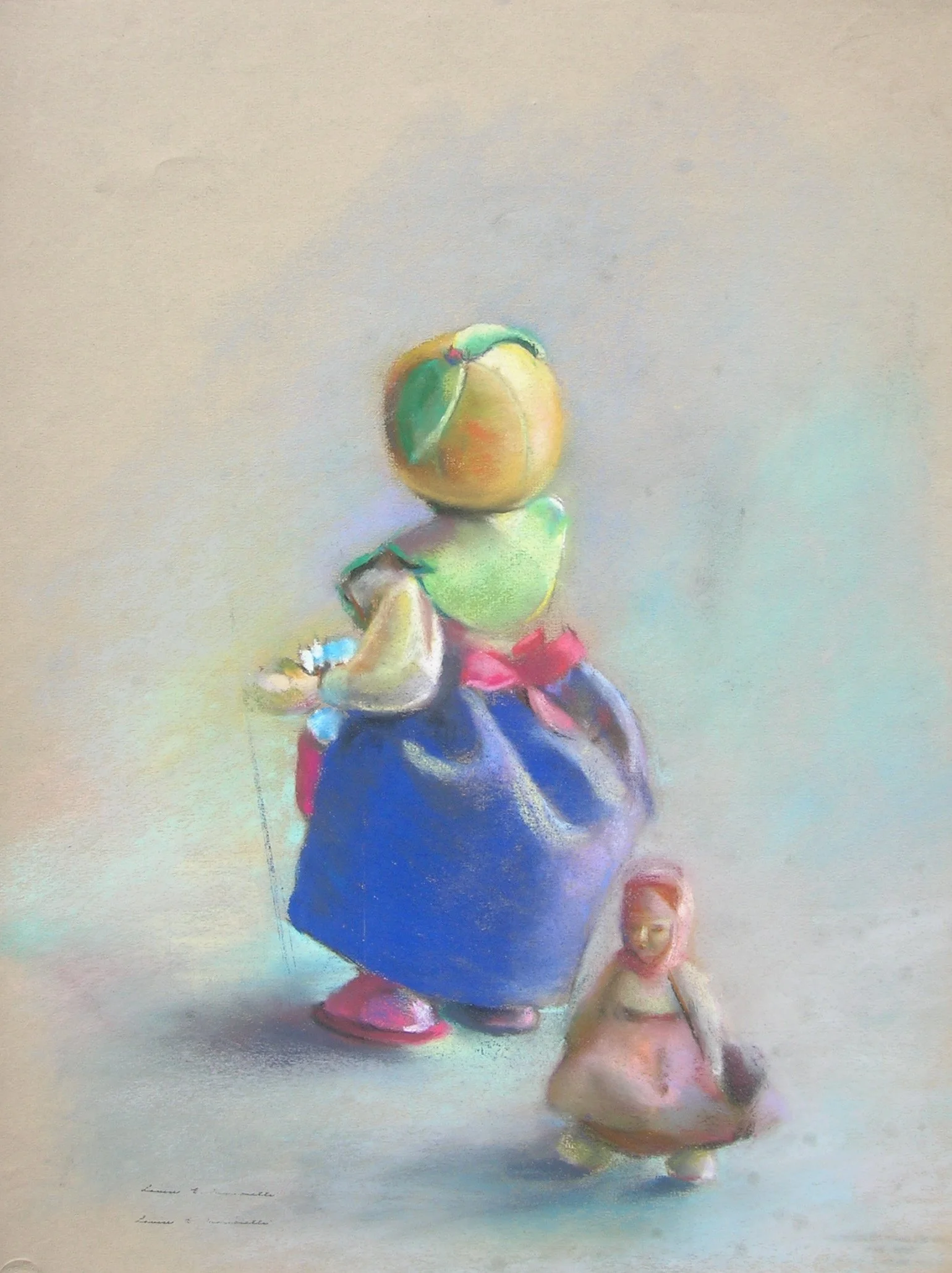 PASTEL: 1950'S TWO DOLLS
Framed $500. 