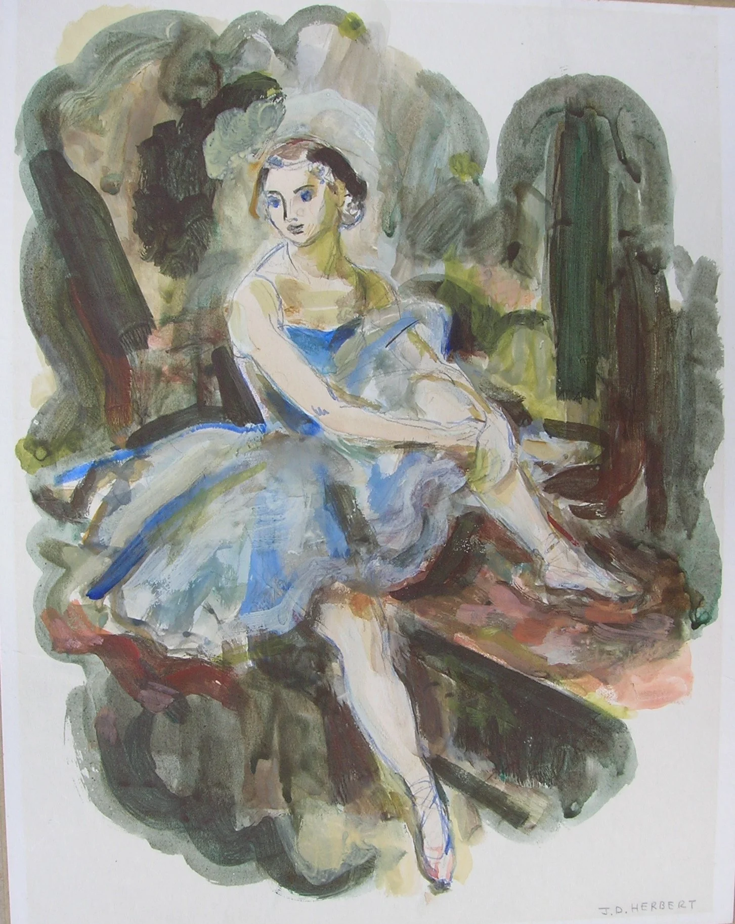 WATERCOLOR: BLUE BALLERINA
Framed $400.