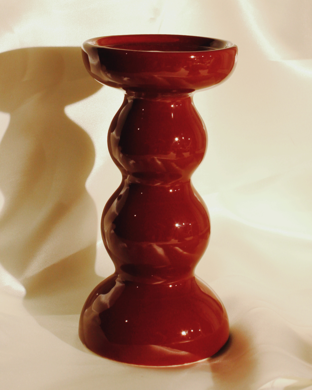 Bougeoir en céramique rouge GRAND