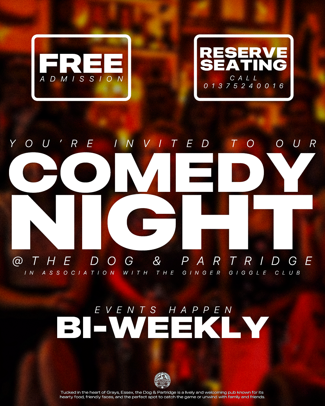 Laughter guaranteed every other Wednesday, at our bi-weekly comedy nights in partnership with The Ginger Giggle Club. Free entry, great acts, and the perfect pint-side evening out.