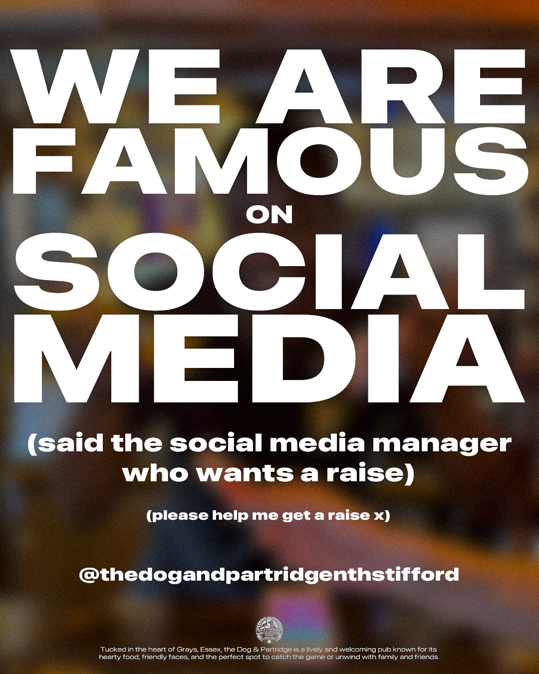 We’re not saying we’re famous… but we are kind of a big deal online. Follow us on Instagram @thedogandpartridgenthstifford to keep up with the madness (and maybe help the social media manager get that raise 🤞).
