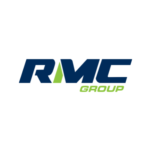 RMC Group logo with blue and green text on a black background.