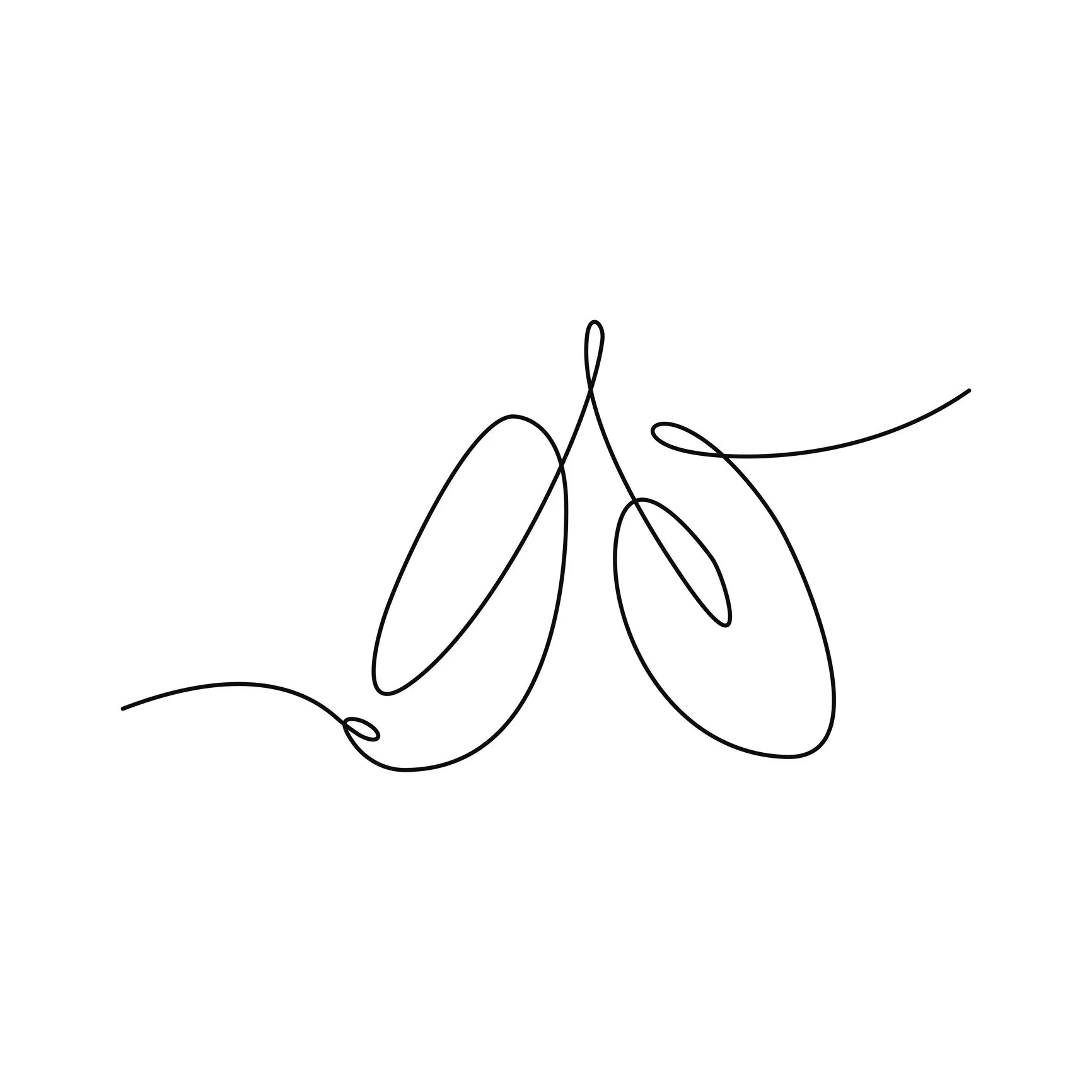 Minimalist line drawing of human lungs holding a full breath created with a continuous black line on a white background.