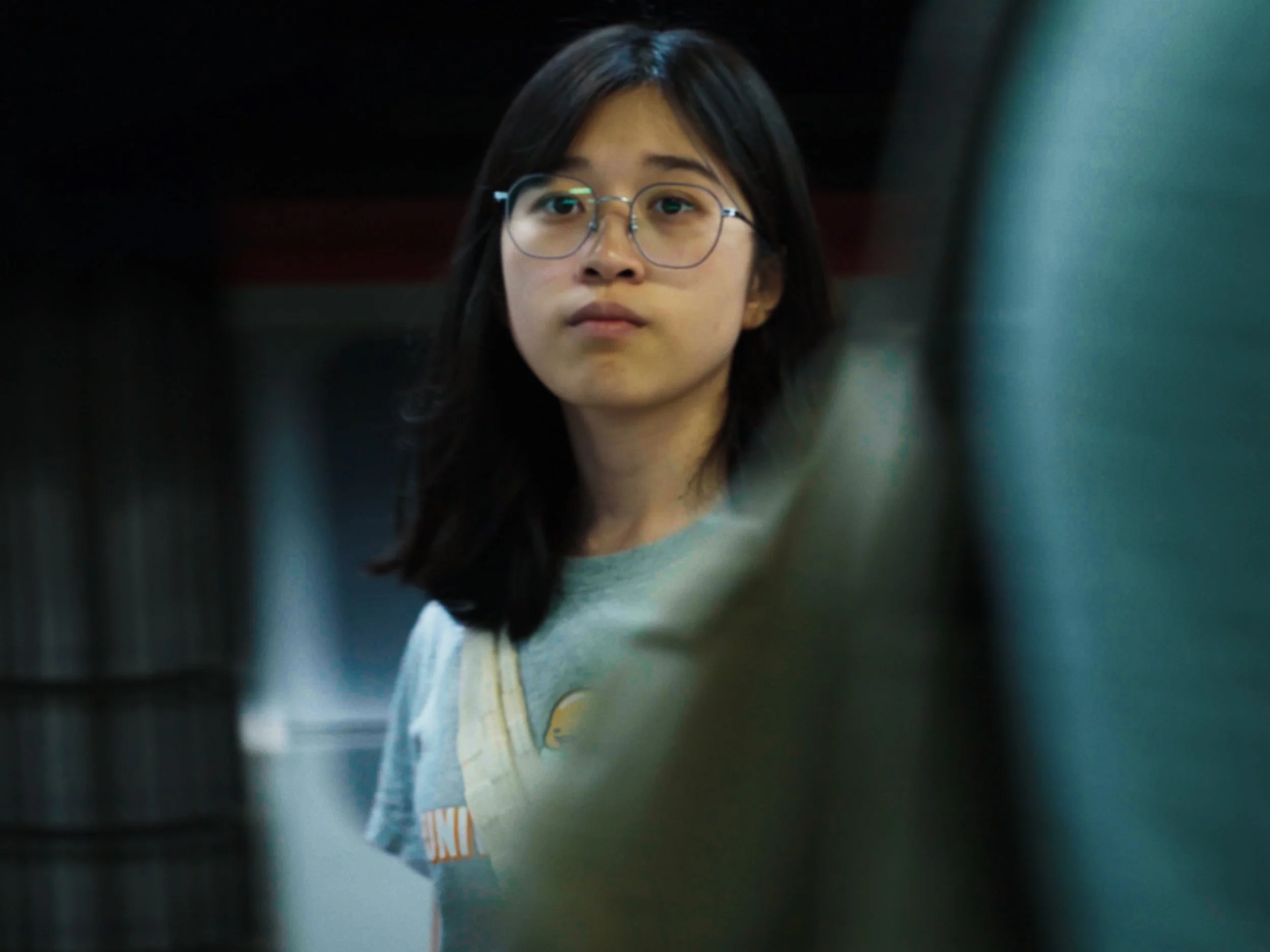 Woman in crowded MTR