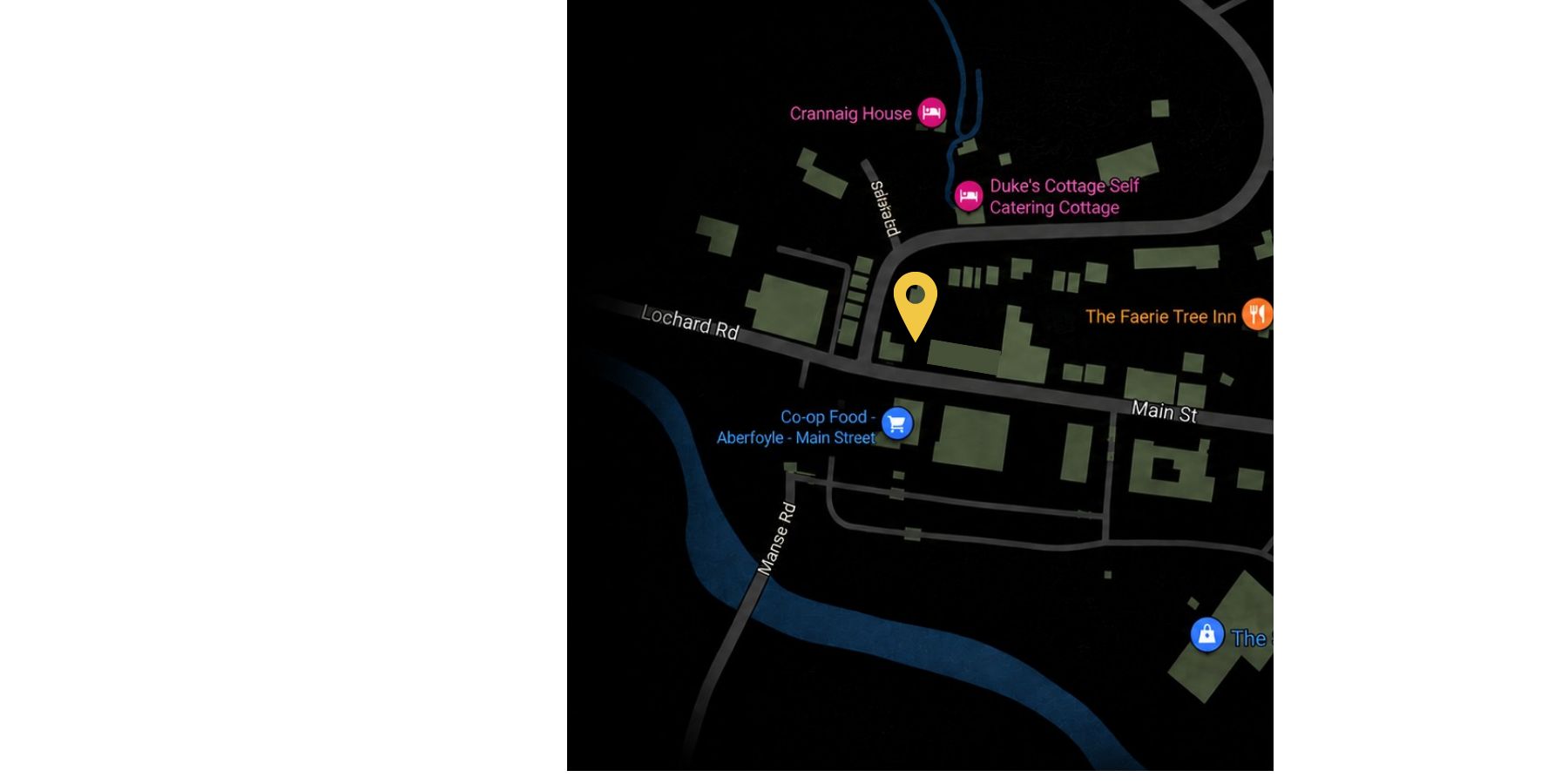 Map showing Sambhara Indian takeaway collection location in Aberfoyle