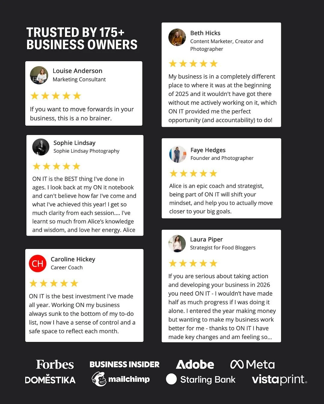 What is ON IT? I&rsquo;m glad you asked&hellip;

It&rsquo;s the most simple &amp; impactful thing I&rsquo;ve ever created.
And it&rsquo;s a bit like a personal trainer, but for your business growth.

No curriculums or being told what to do.

Just the