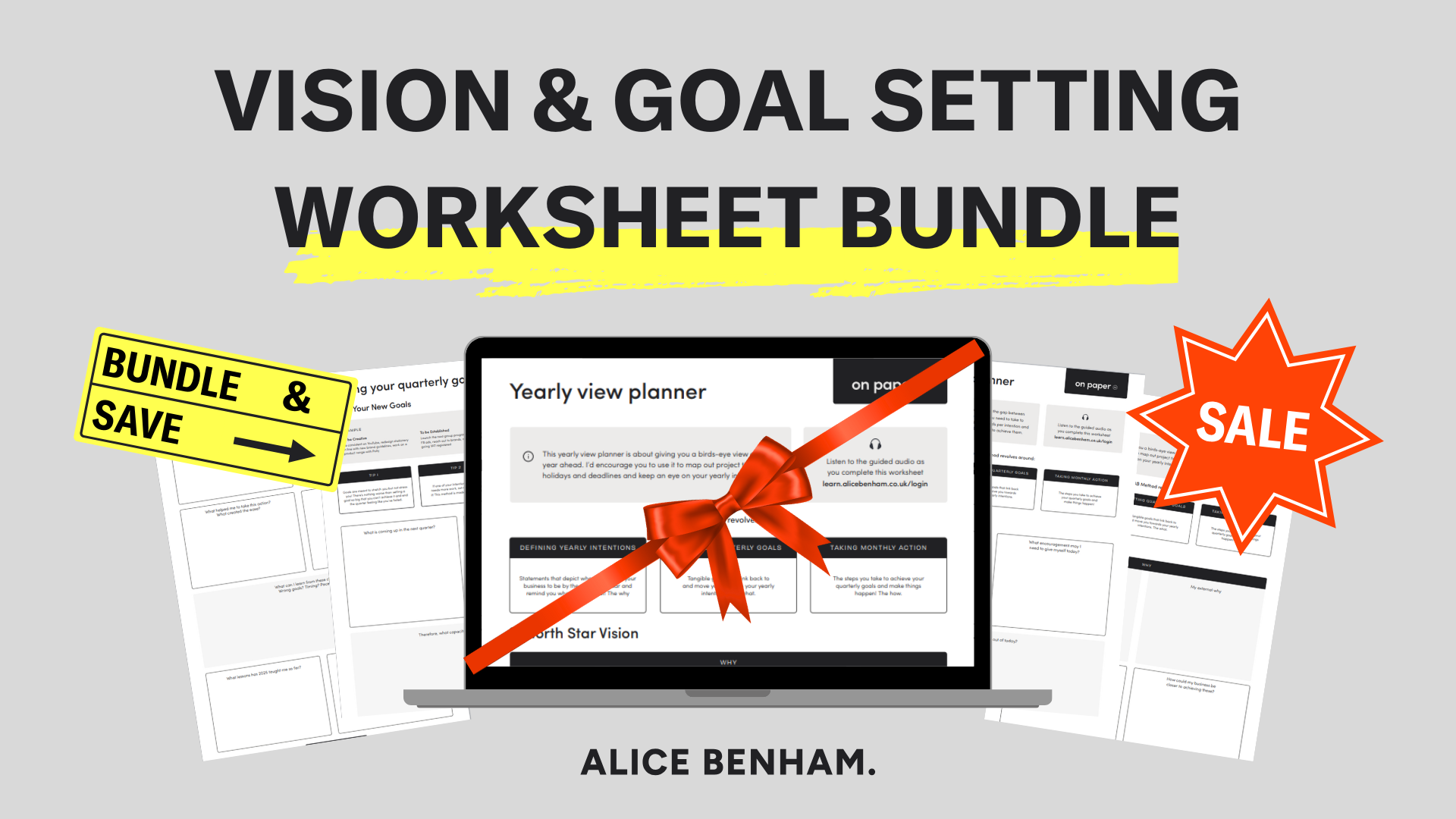 VISION & GOAL SETTING WORKSHEET BUNDLE — Alice Benham