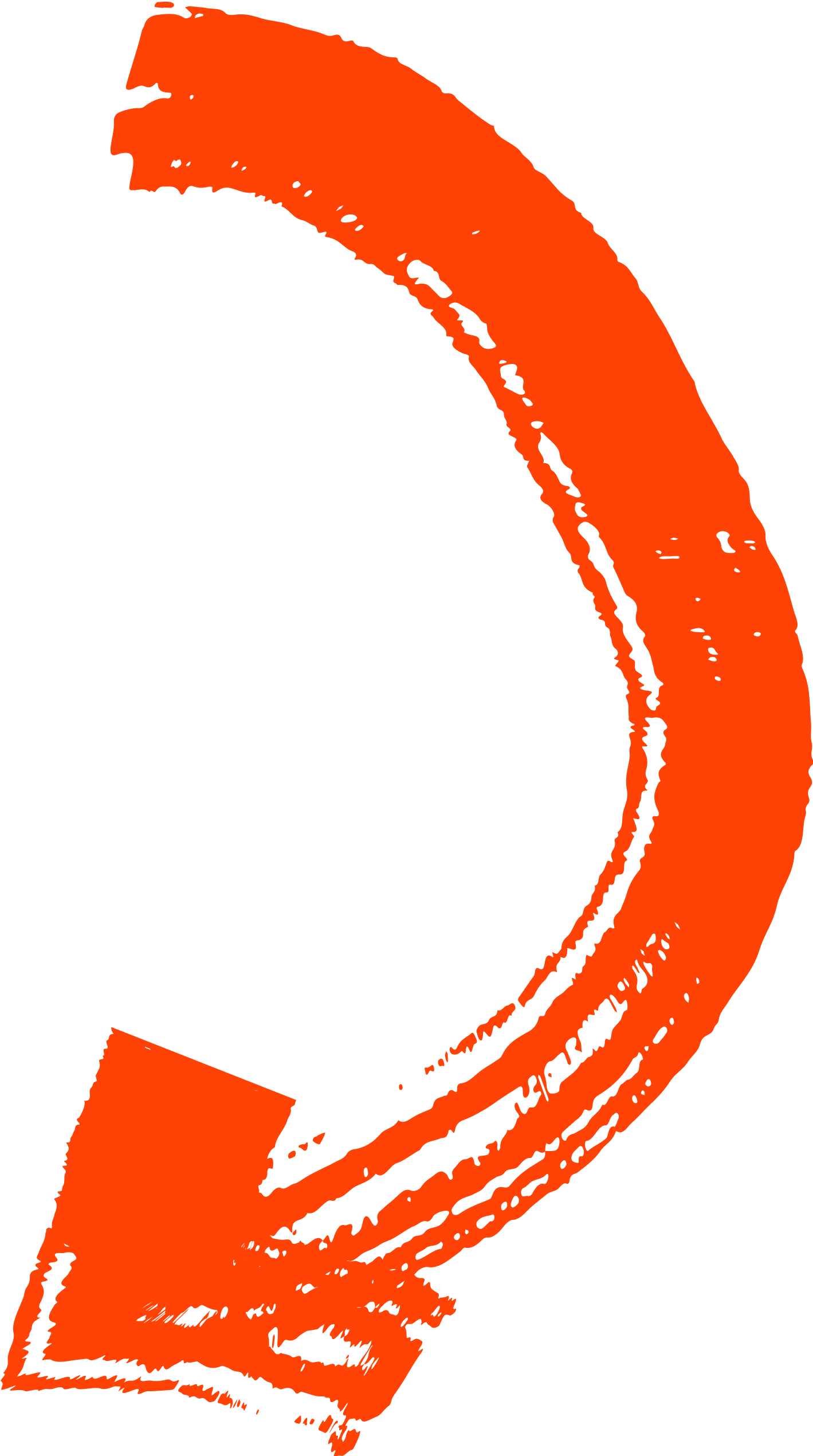 Orange arrow curved downward