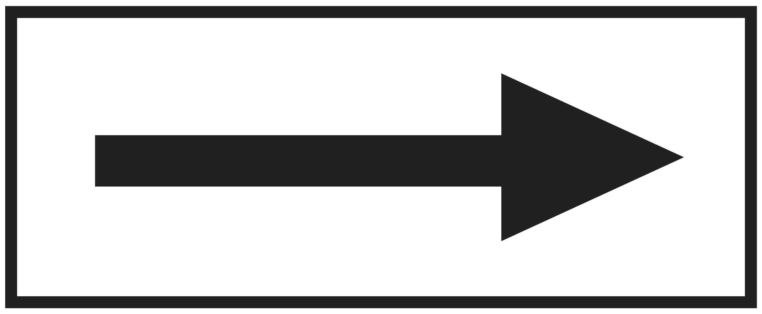 A black arrow with a black border
