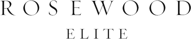 Rosewood Elite logo in black text on a white background. Luxury hotel program offering exclusive benefits, upgrades, and personalized service at Rosewood Hotels & Resorts.
