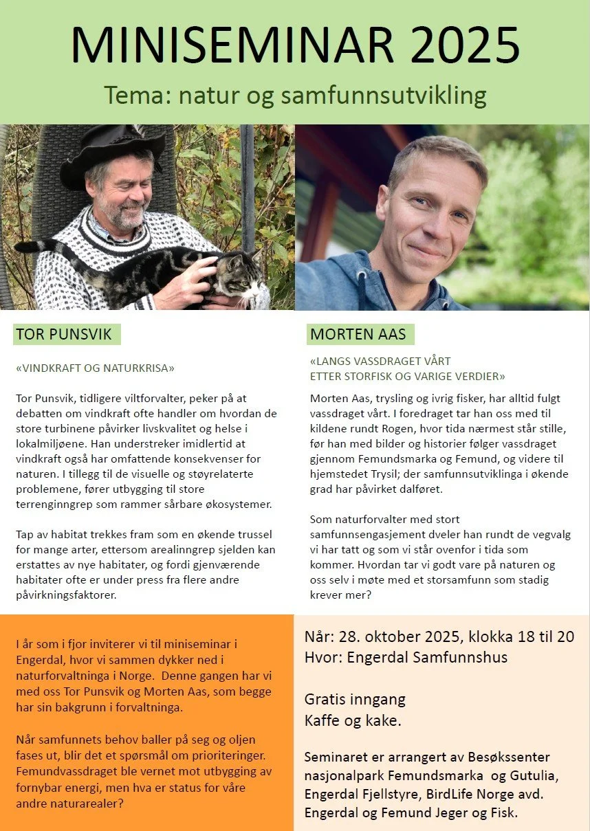 Miniseminar med Morten Aas og Tor Punsvik              28. oktober kl. 18-20, Engerdal Samfunnshus