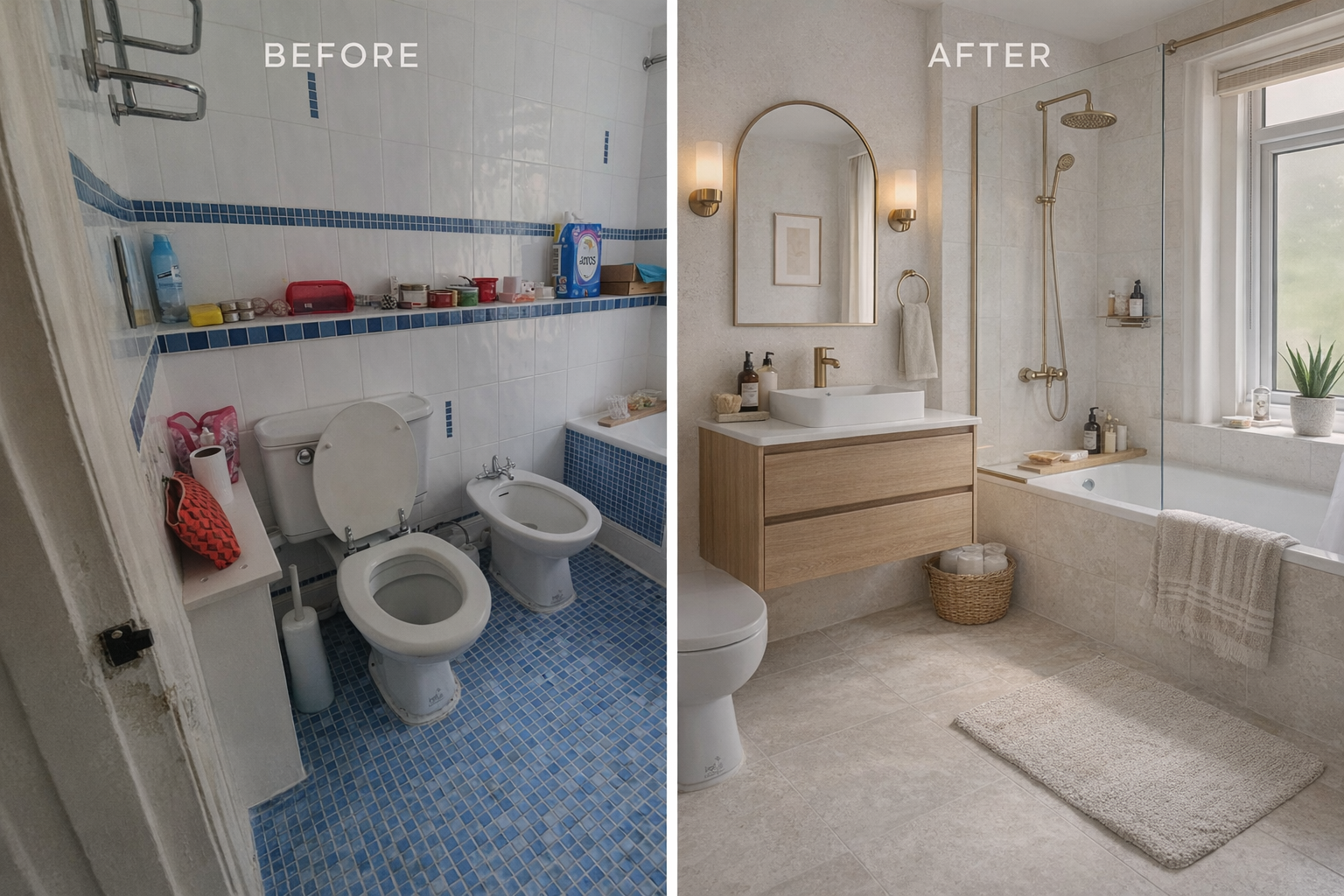Change of layout/ update to small bathroom