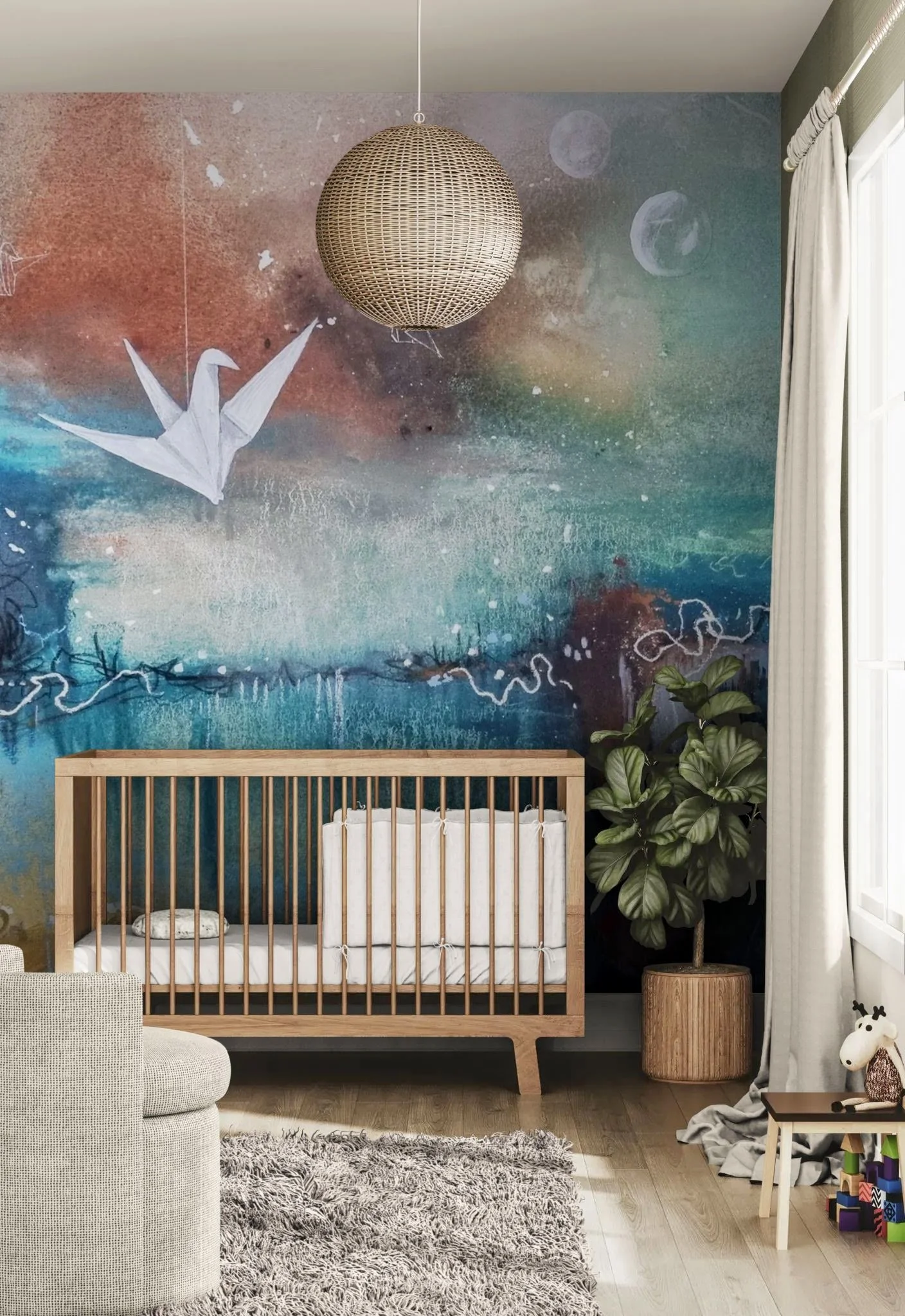 Cozy nursery room with wooden cot.jpeg