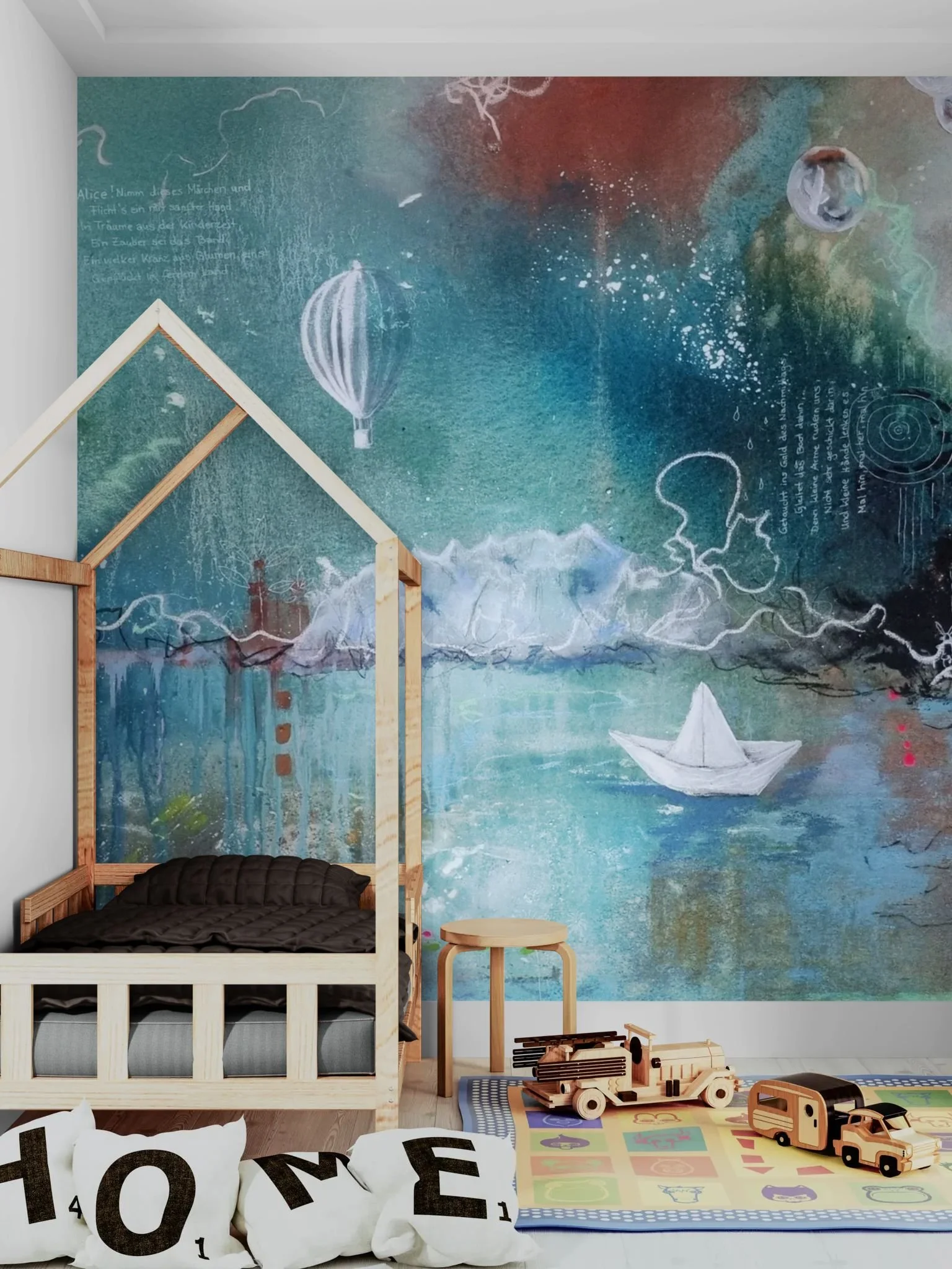 Kids bedroom with house bed frame.jpeg