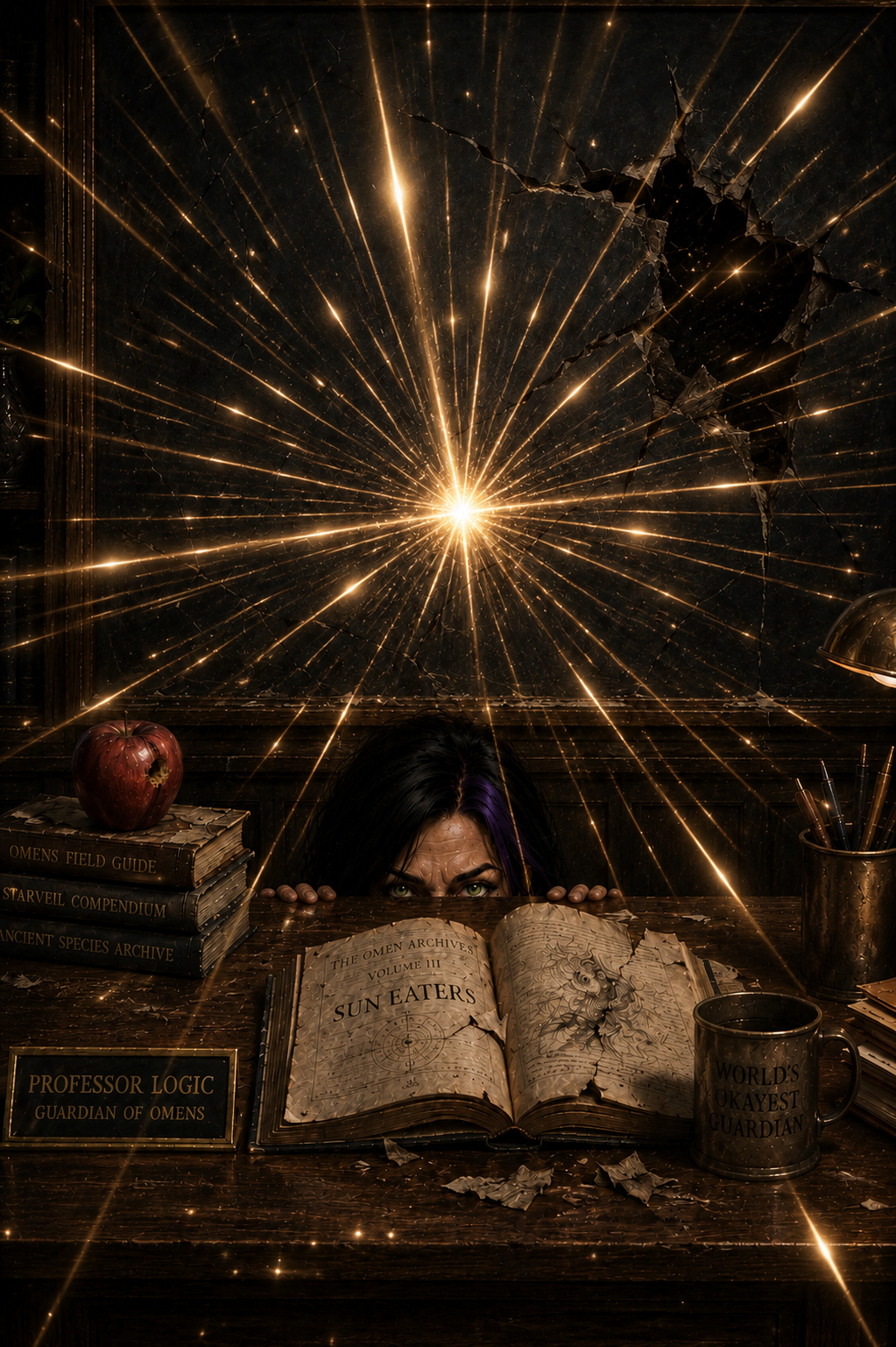 A violent burst of golden light shatters the observatory wall as a warning message arrives: "Wrong star. Do not reply. He is coming."