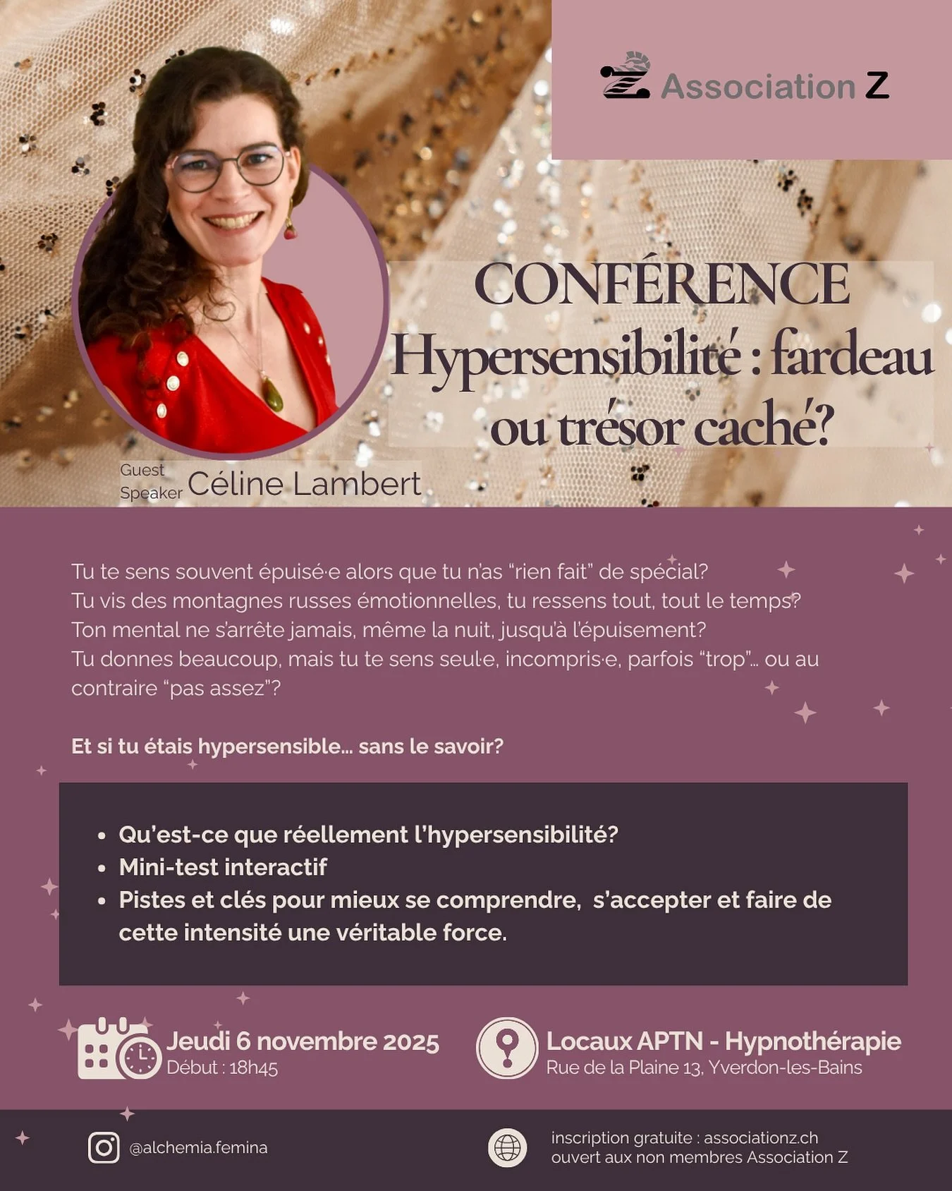 Tu te demandes ce qu&rsquo;est vraiment l&rsquo;hypersensibilit&eacute;?
Tu aimerais en savoir plus sur ce fonctionnement particulier?
Tu te demandes si tu es concern&eacute;.e, mais tu n&rsquo;oses pas franchir le pas?

Alors viens me rencontrer le 