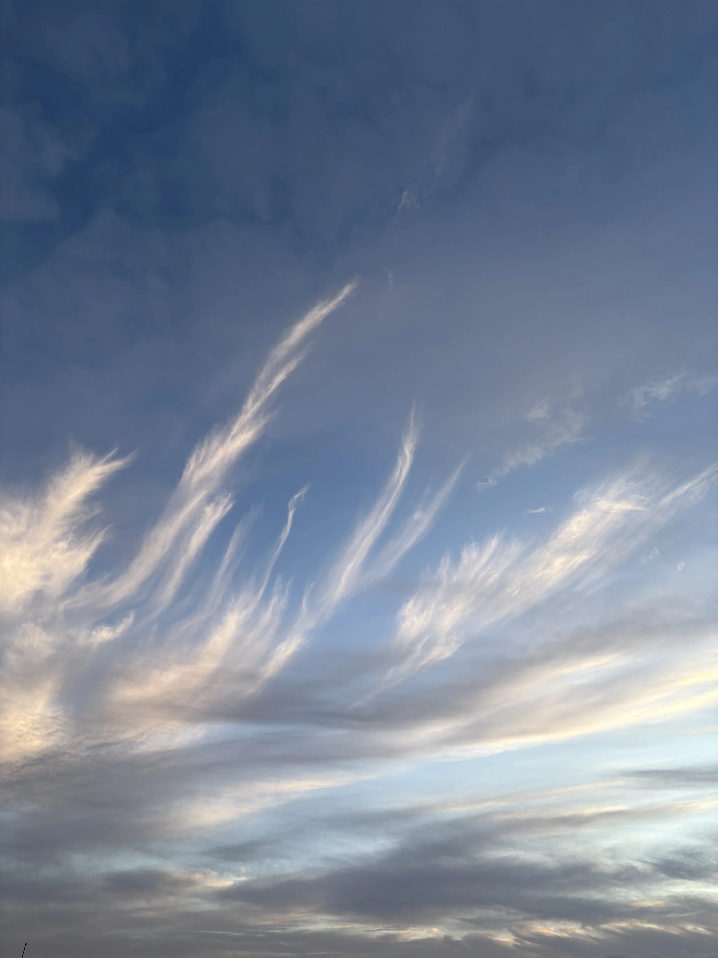 Calming blue skies and wispy clouds