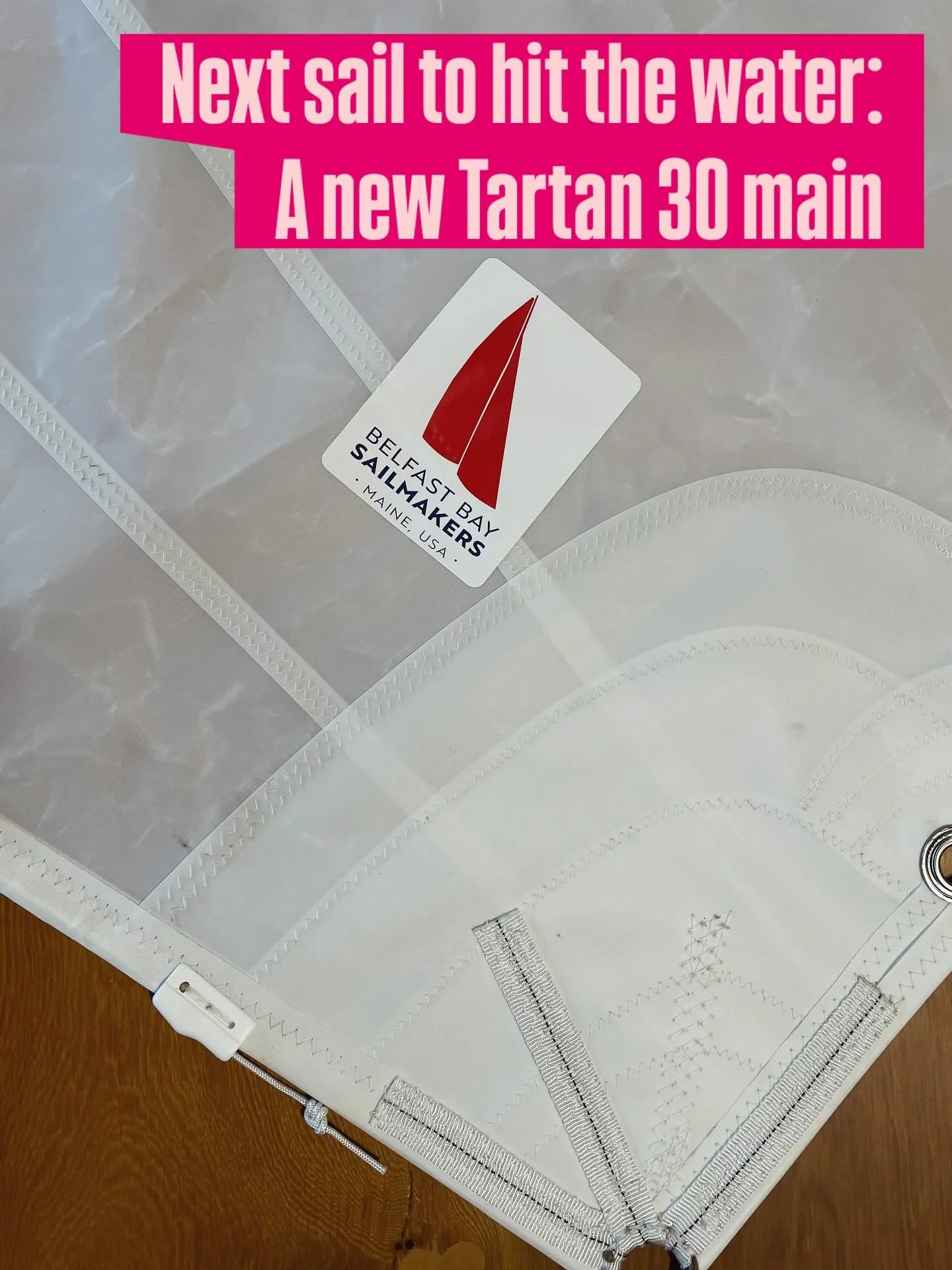 Next new sail project left the shop yesterday: a crosscut mainsail for a #tartanyachts Tartan 30. 2 reefs, 2 full battens, on @dimensionpolyant AP woven polyester. Can&rsquo;t wait for the owner to get out on the water!

#sailloft #sailmakers #tartan