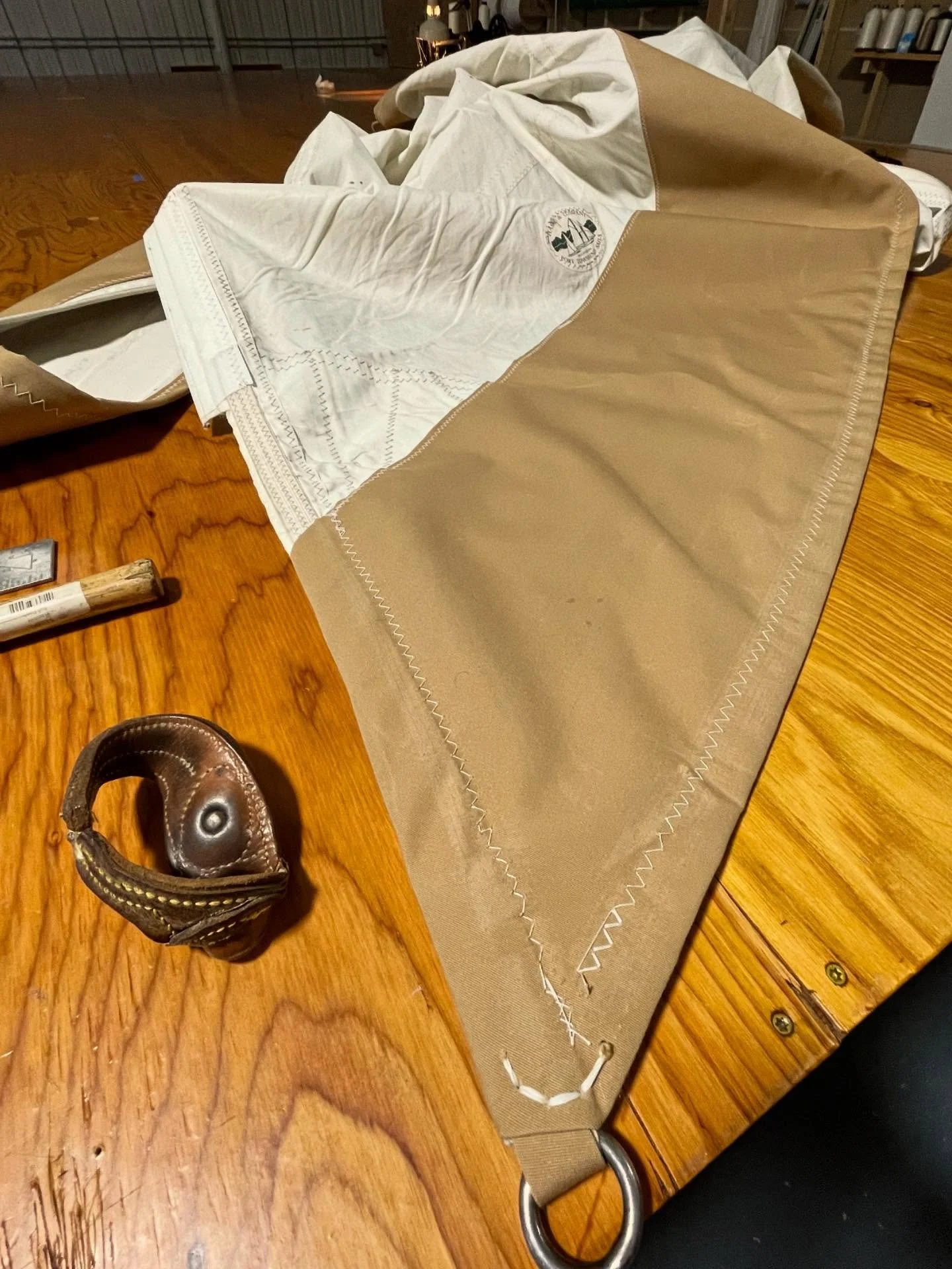 Some new Sunbrella UV sunshades for the jib and staysail off a Cape Dory 330. We&rsquo;ll keep these @ptsailshasseco sails on the water doing their job for a while longer.

#sailmakers #sailrepair