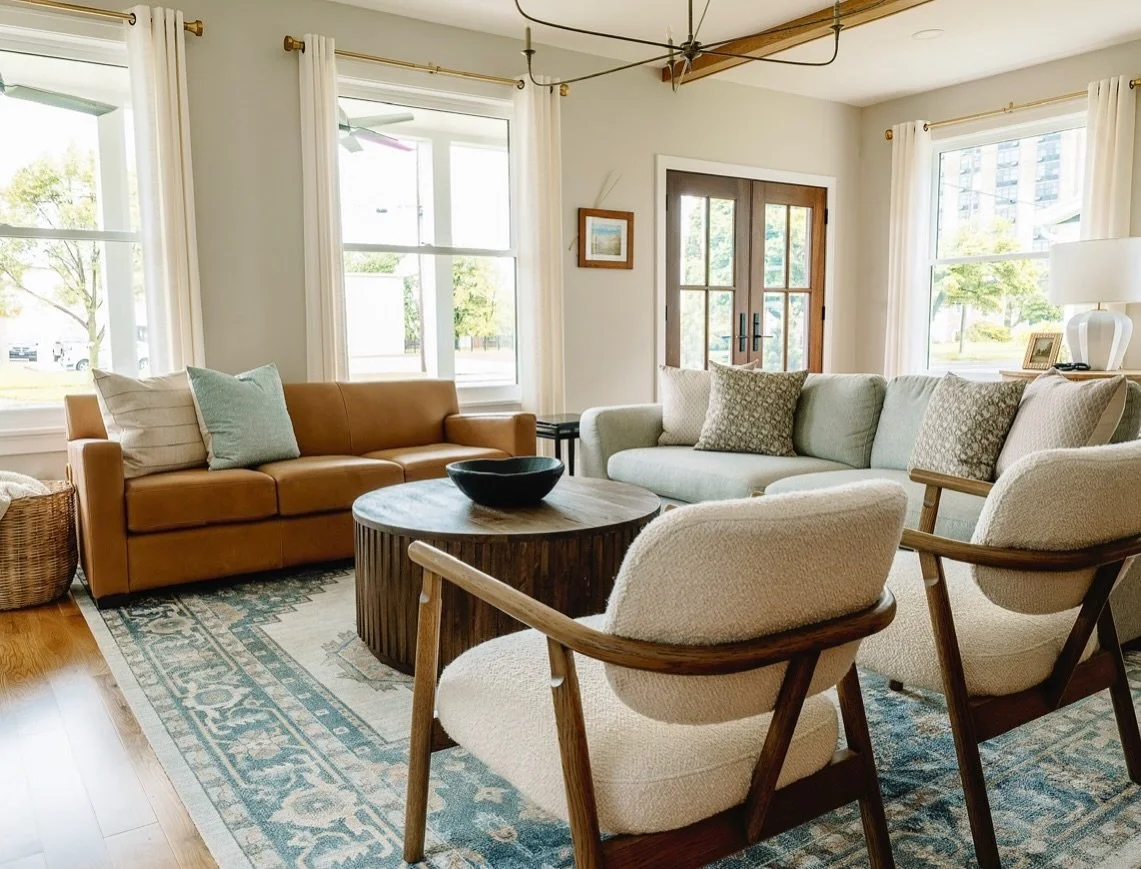 Where the view sets the tone and everything else follows.

Soft layers, warm woods, and a space designed to slow you down. 

#MWDesignStudio #LakesideLiving #ModernOrganicHome #NeutralHome #CozyCollected #ElevatedCasual