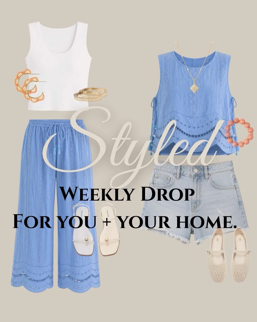 Three looks. Endless ways to wear them.

🤎 Rich chocolate textures paired with crisp white basics and statement accessories.

💙 Breezy blue eyelet sets that can be worn together for an effortless matching moment or mixed with your favorite denim an