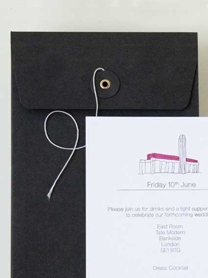Modern London Invitation with hint of pink